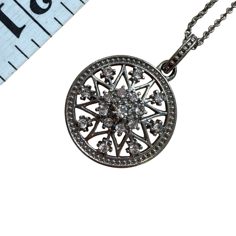 Avon Pendant Necklace Silver Tone Rhinestone Starburst Celestial Elegant